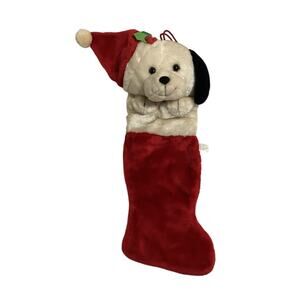 Vintage Pacific Products Ltd Plush 3D Dog Christmas Stocking Hanging Loop Korea